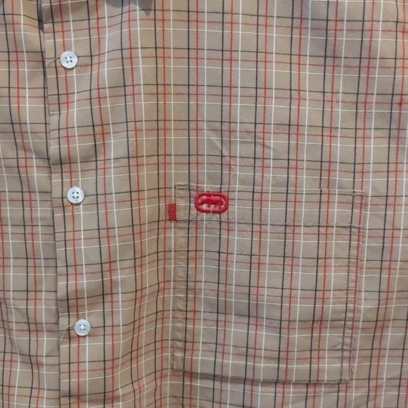 Ecko tan plaid button down shirt XXL - Picture 5 of 8